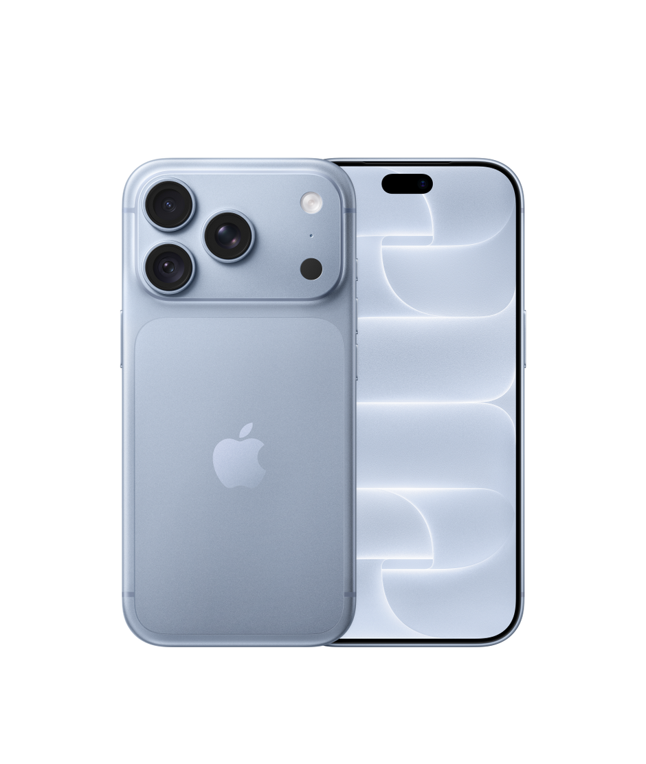 Apple product render of Glacier iPhone 18 Pro, front and rear