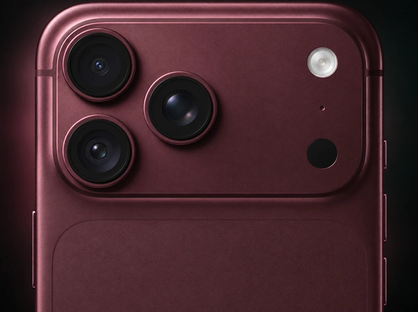 AI-assisted product illustration based on Apple's Burgundy iPhone 18 Pro Max camera image