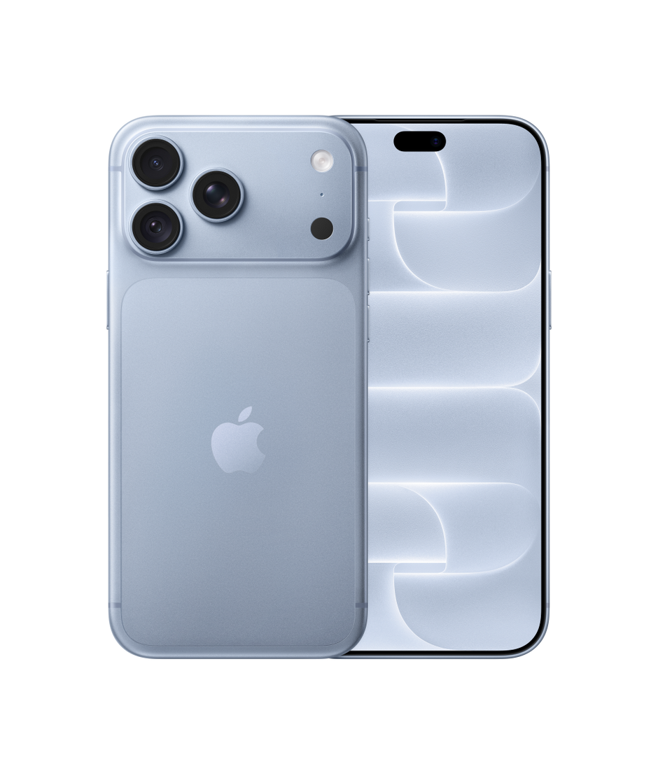 Apple product render of Glacier iPhone 18 Pro Max, front and rear
