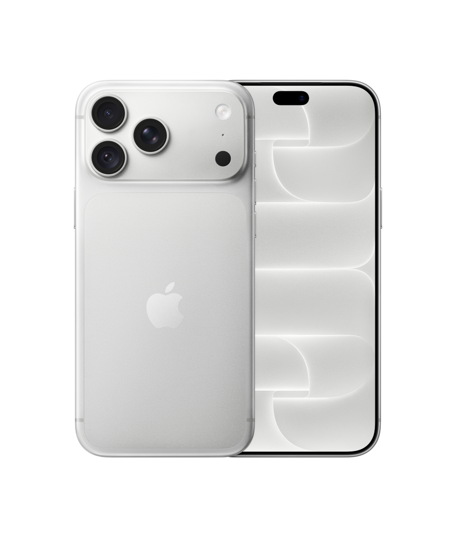 Apple product render of Silver iPhone 18 Pro Max, front and rear