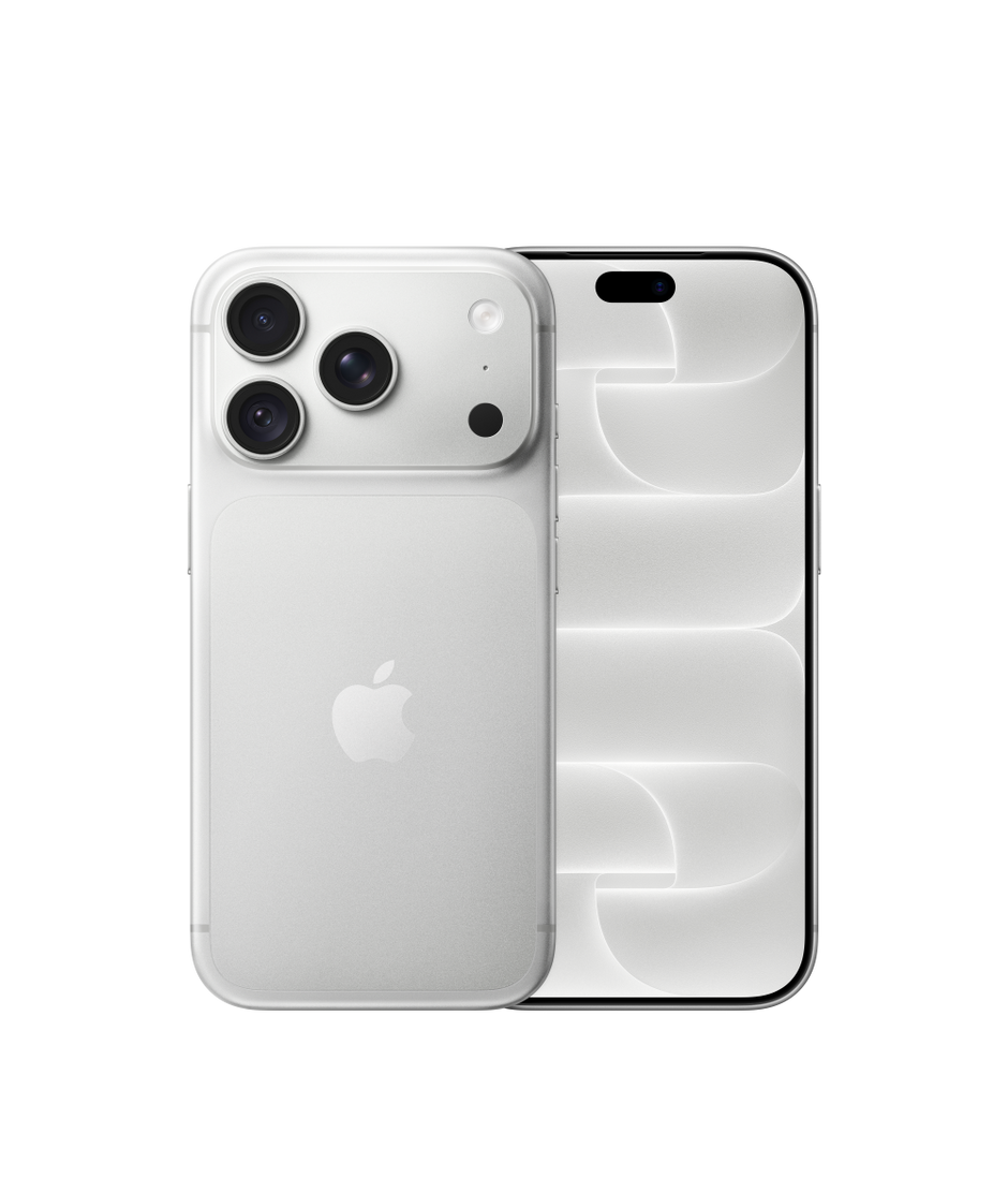 Apple product render of Silver iPhone 18 Pro, front and rear