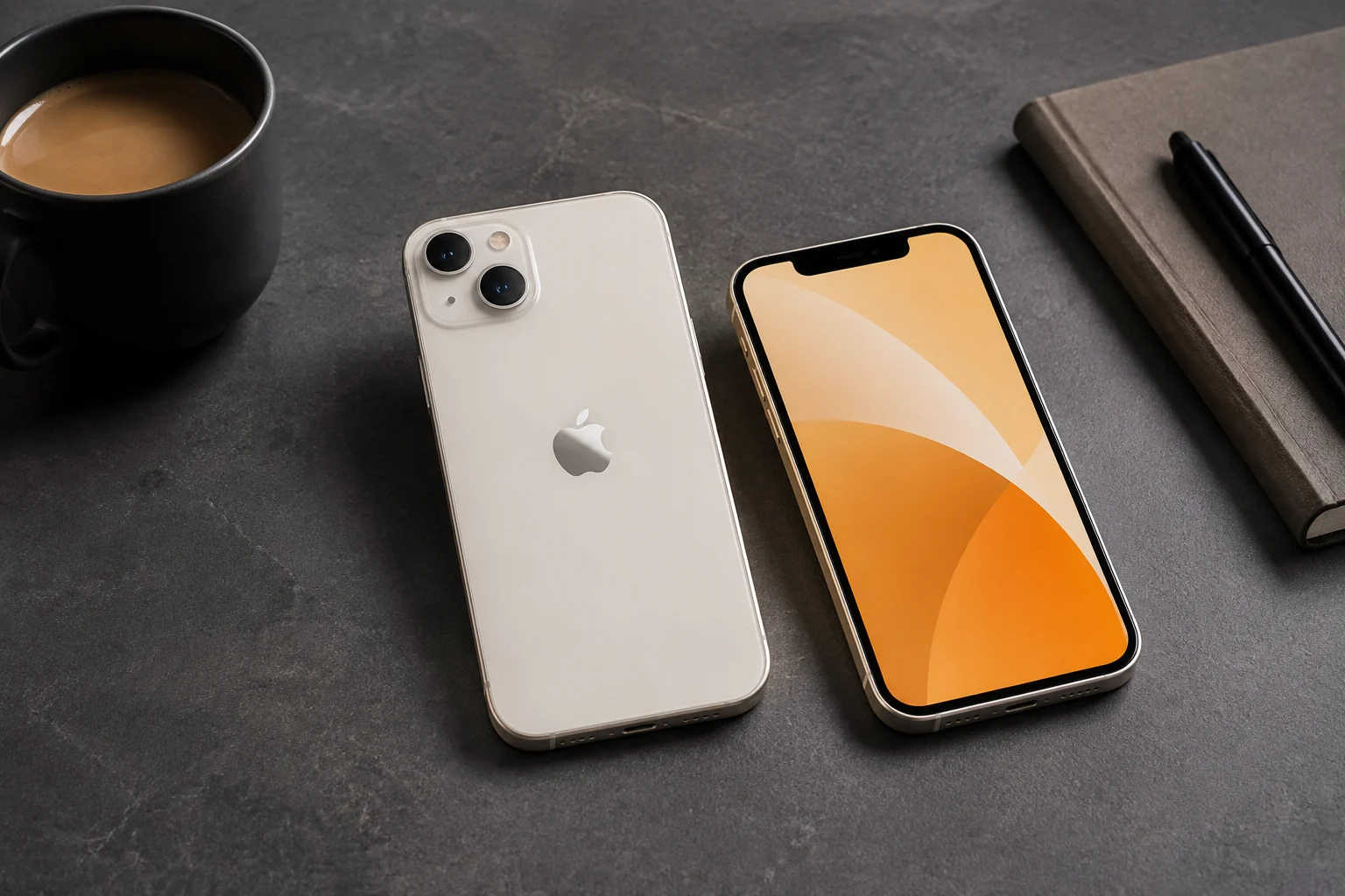 Starlight iPhone 13 in an everyday product scene