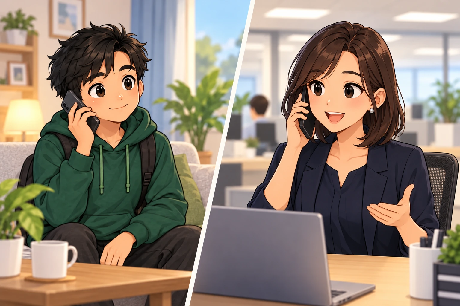 Customer at home speaking by phone with a customer-service representative